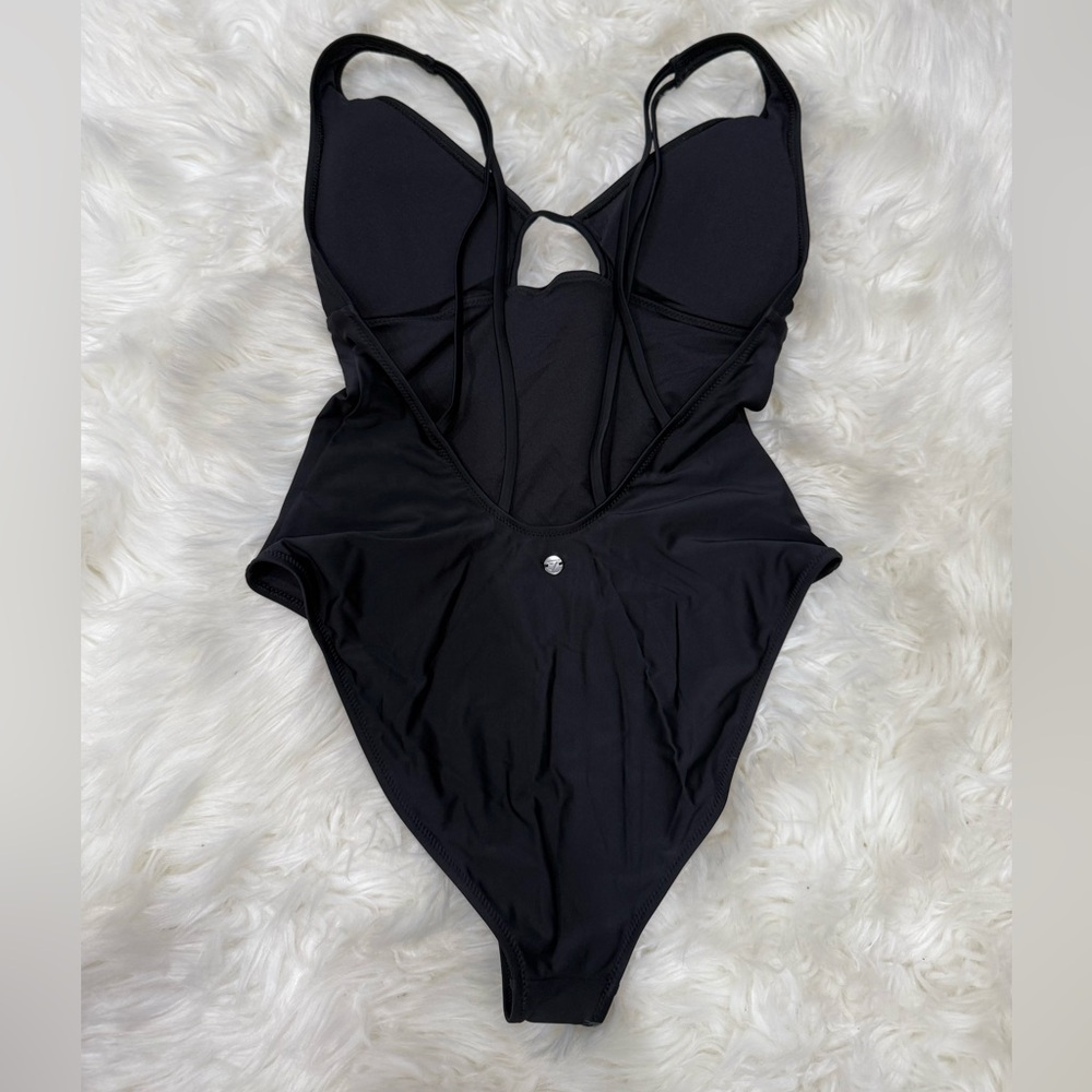 Gymshark Black Cutout One-Piece Swimsuit Strappy Back Medium - Picture 7 of 10